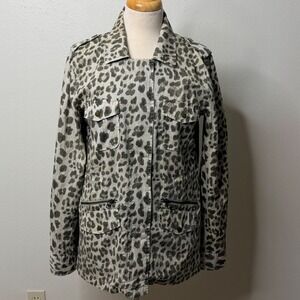 Lily Aldridge for Velvet Leopard Print Utility Jacket Sz Med Career Office Siren